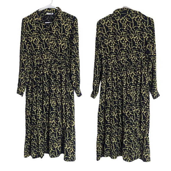 Pieces Cottagecore Vintage Inspired Midi Dress Highwaisted Ruffle Women's Med - Picture 1 of 8